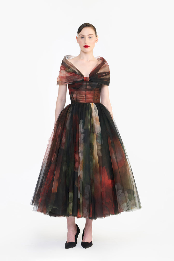 SCULPTED DRAPED MIDI