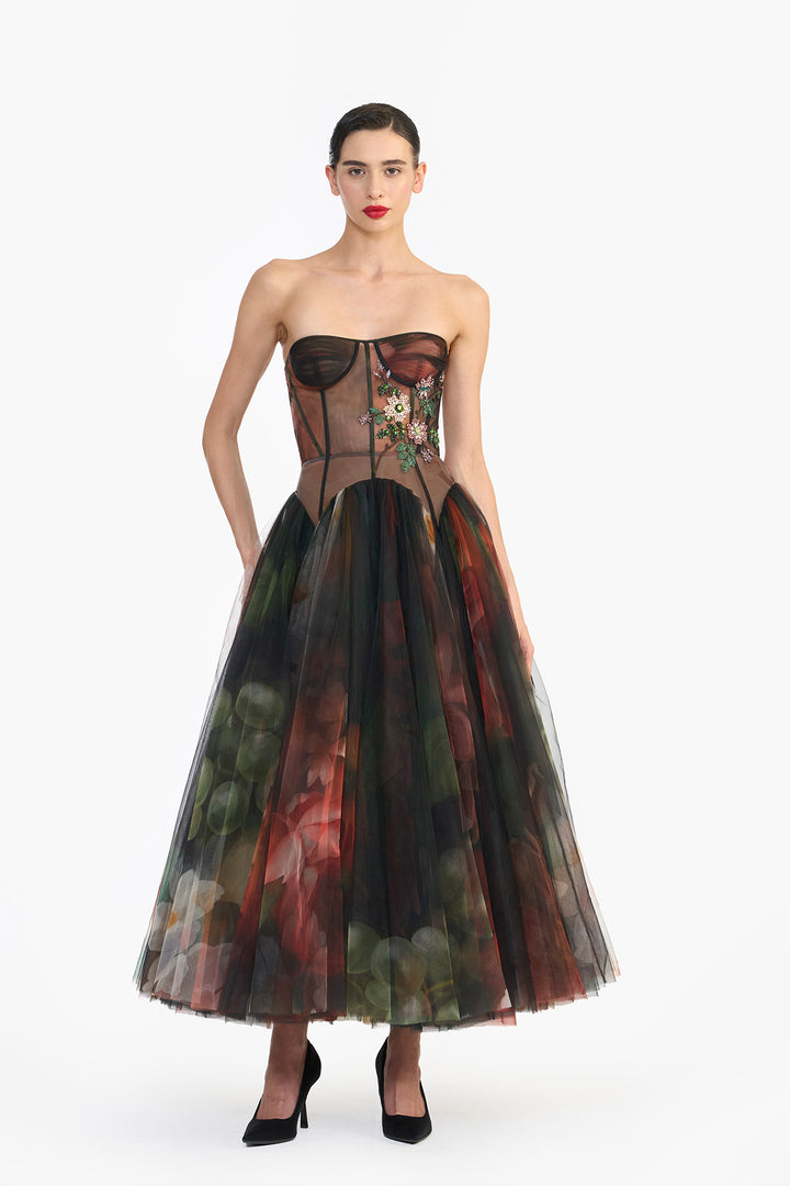 DROP WAISTED CORSETED MIDI