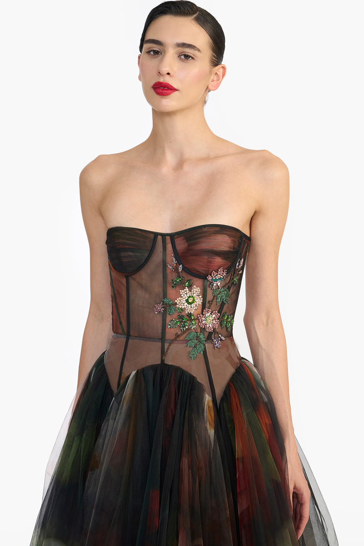 DROP WAISTED CORSETED MIDI