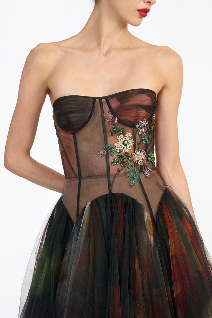 DROP WAISTED CORSETED MIDI