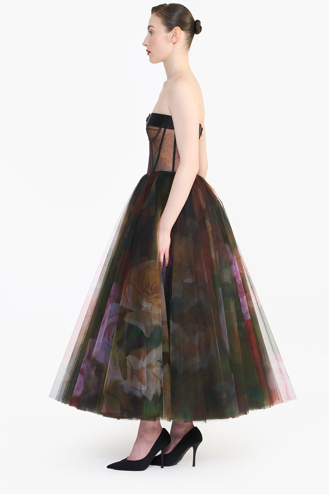 CORSETED TULLE MIDI