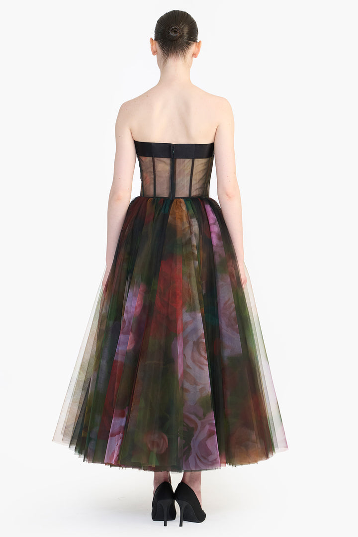 CORSETED TULLE MIDI
