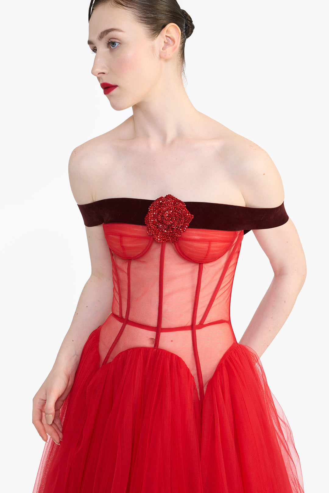 DROP WAISTED CORSETED MIDI