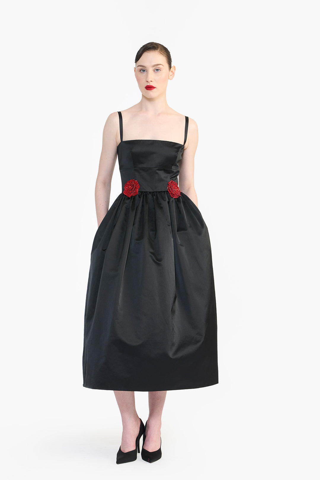 MIDI DRESS WITH ROSE FLOWER