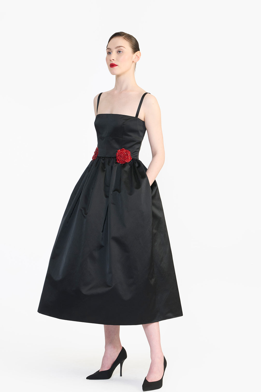 MIDI DRESS WITH ROSE FLOWER