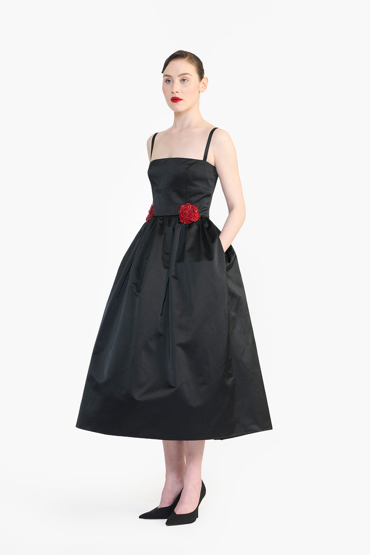 MIDI DRESS WITH ROSE FLOWER