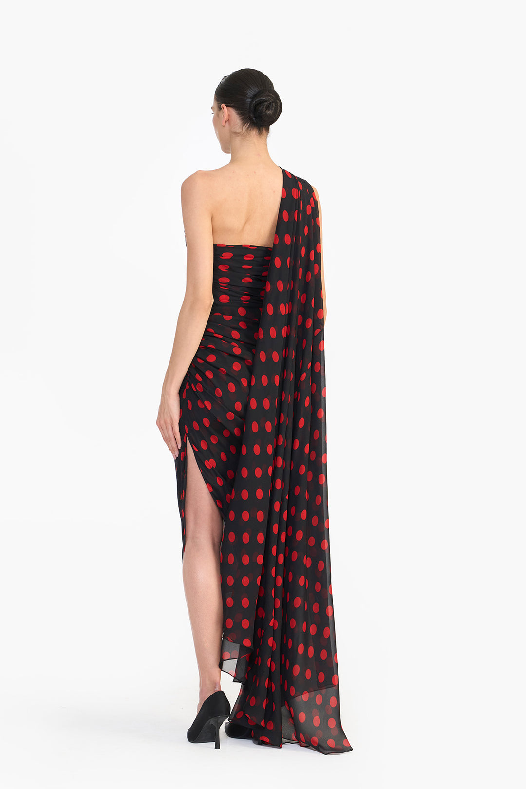 CORSETED PENCIL DRESS WITH SAREE DRAPE