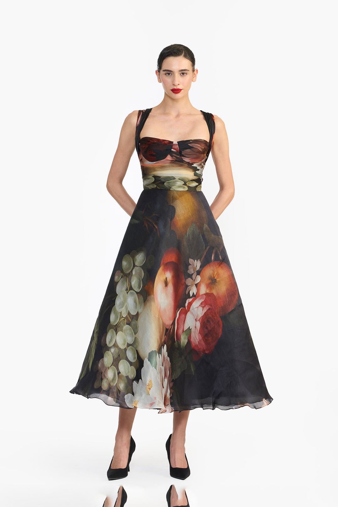 DRAPED BUSTIER FLAT MIDI
