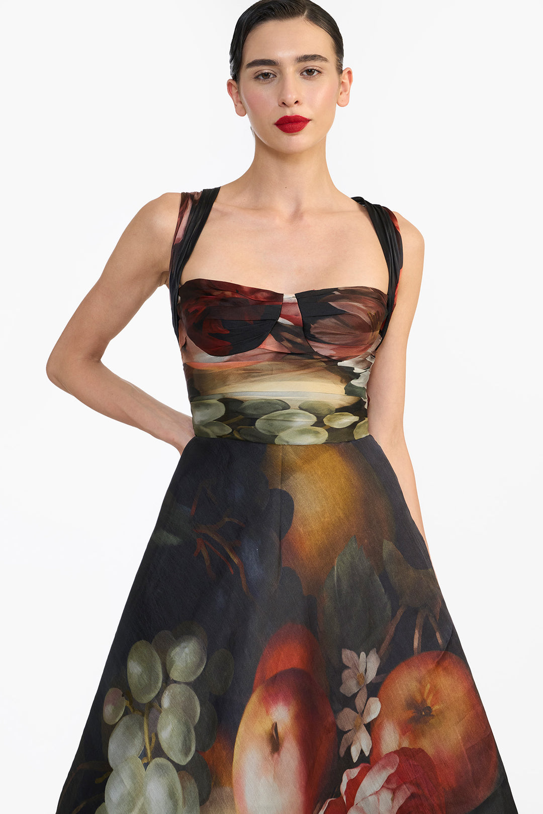 DRAPED BUSTIER FLAT MIDI