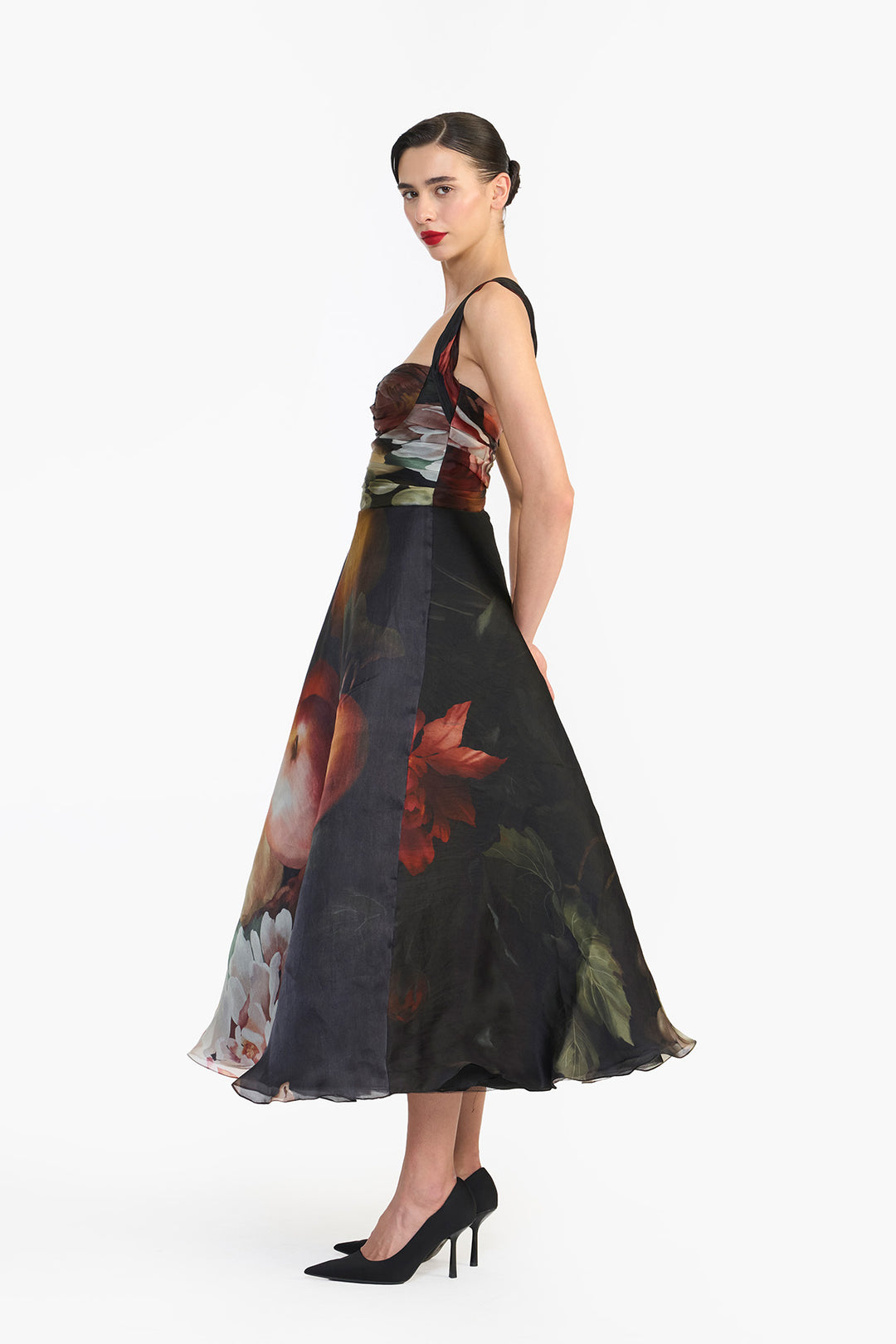 DRAPED BUSTIER FLAT MIDI