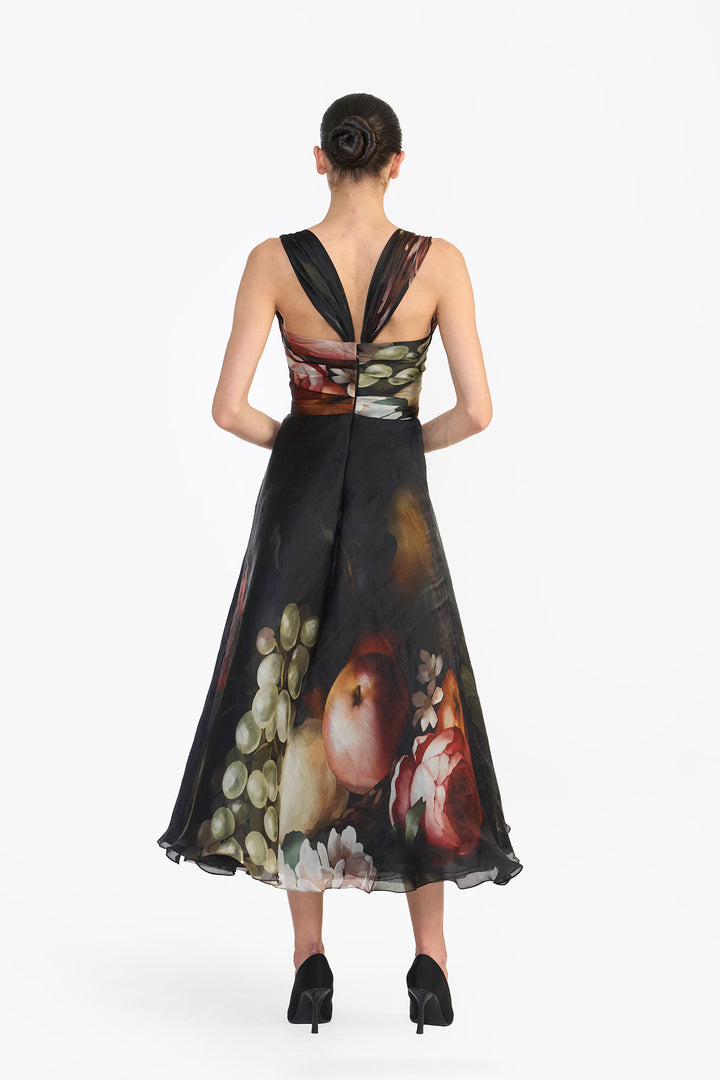 DRAPED BUSTIER FLAT MIDI