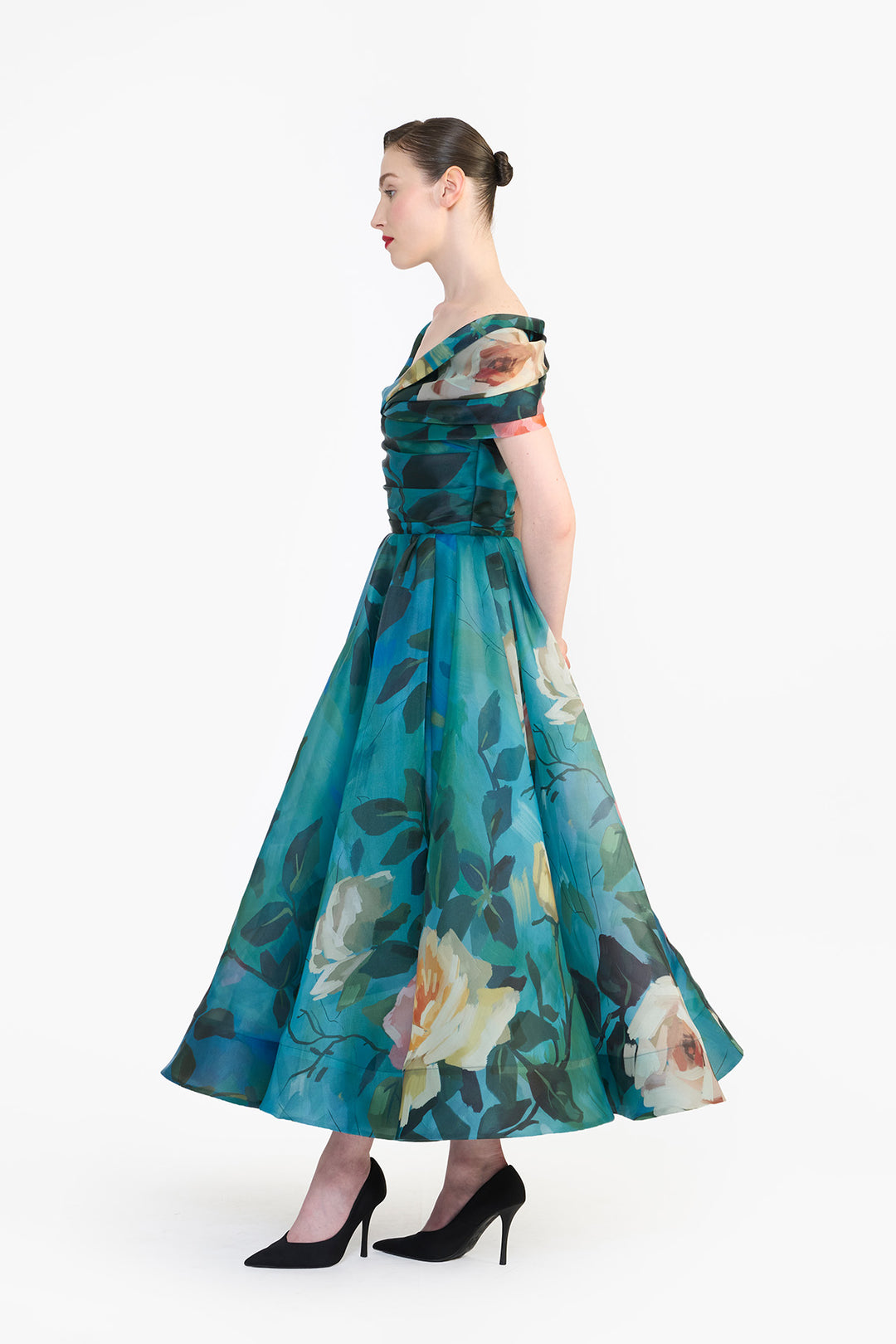 OFF SHOULDER TWISTED DRAPED MIDI