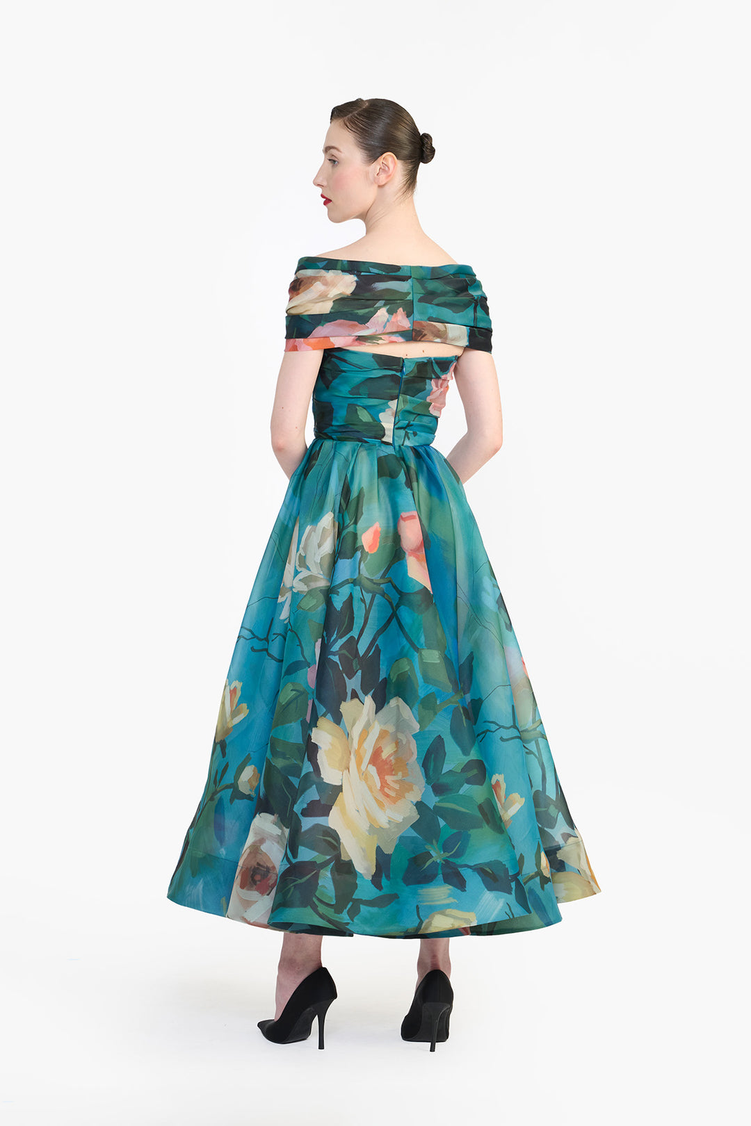 OFF SHOULDER TWISTED DRAPED MIDI