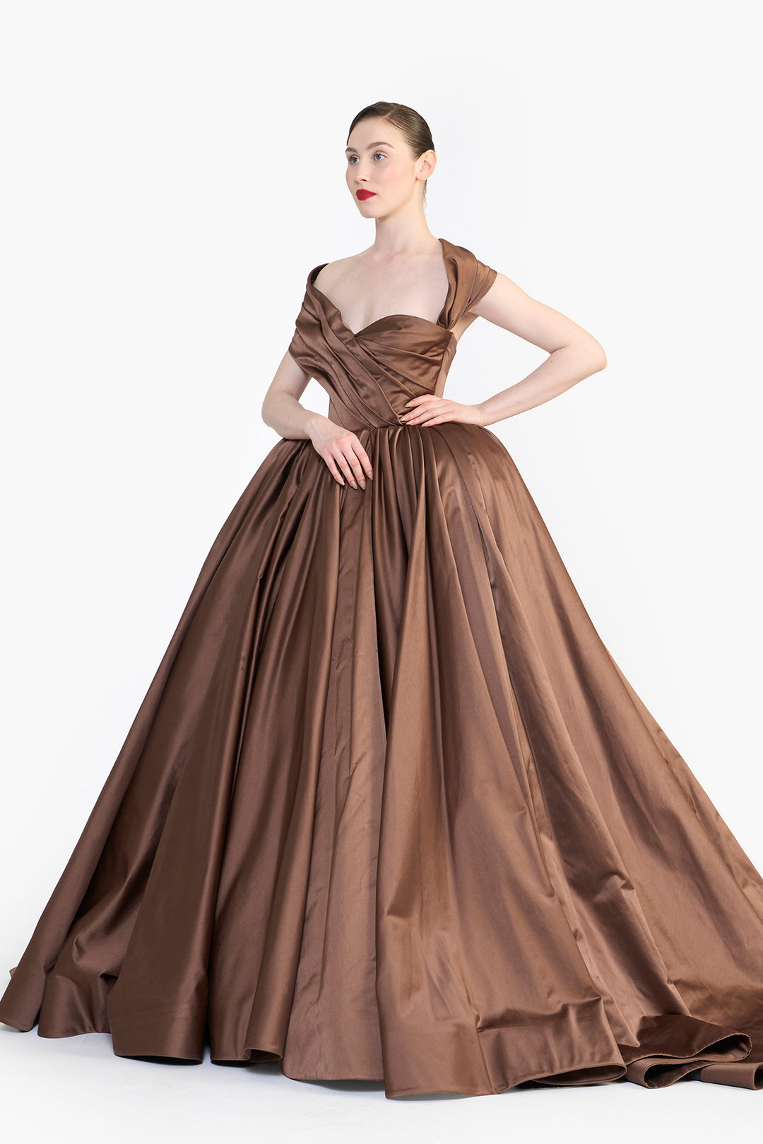 OFF SHOULDER DRAPED GOWN
