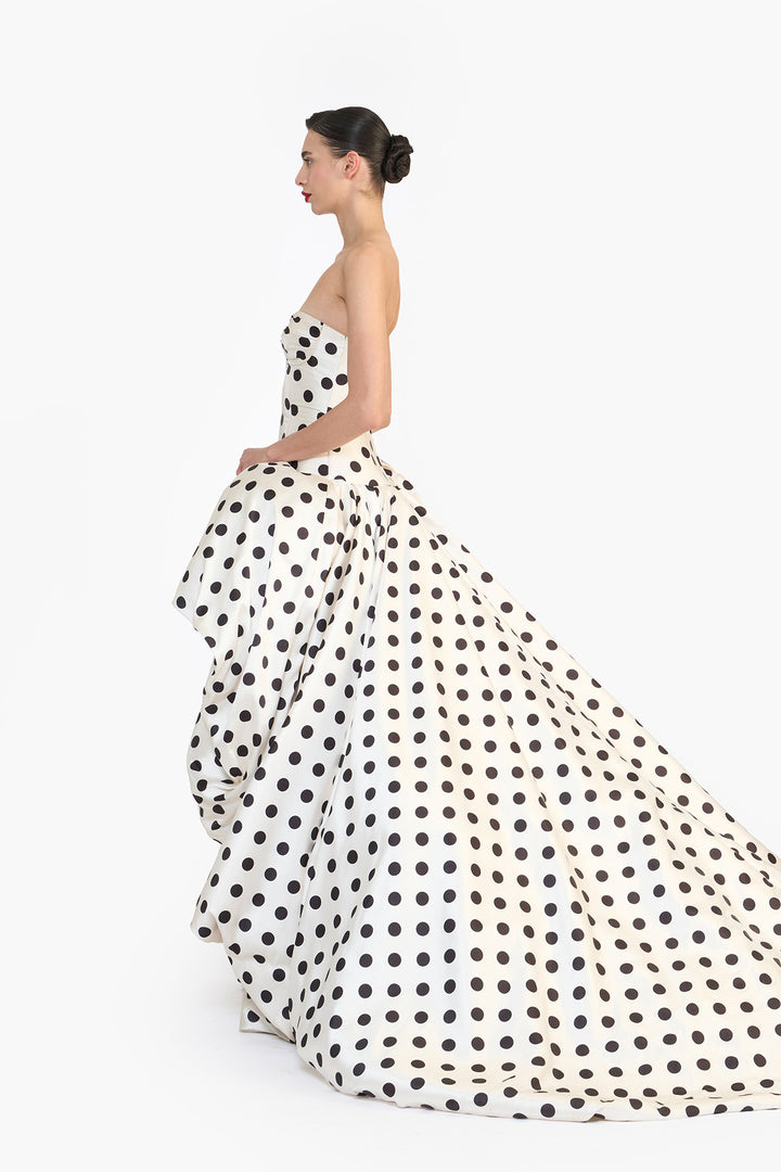 DROP-WAISTED HIGH LOW GOWN