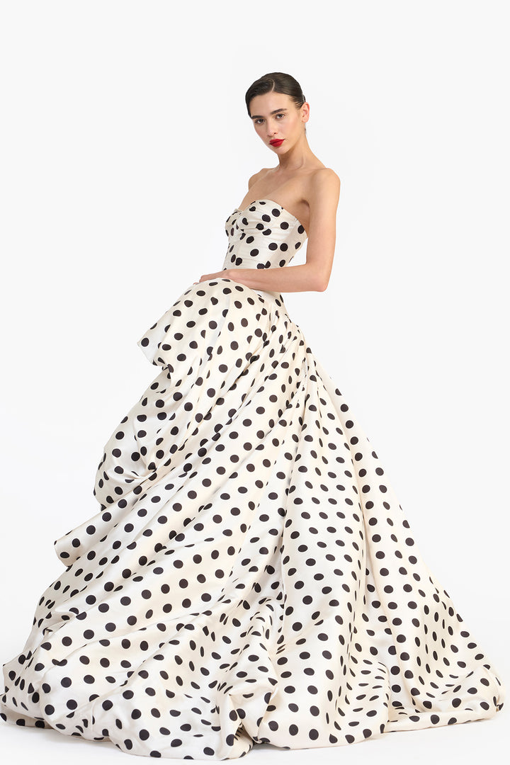 DROP-WAISTED HIGH LOW GOWN