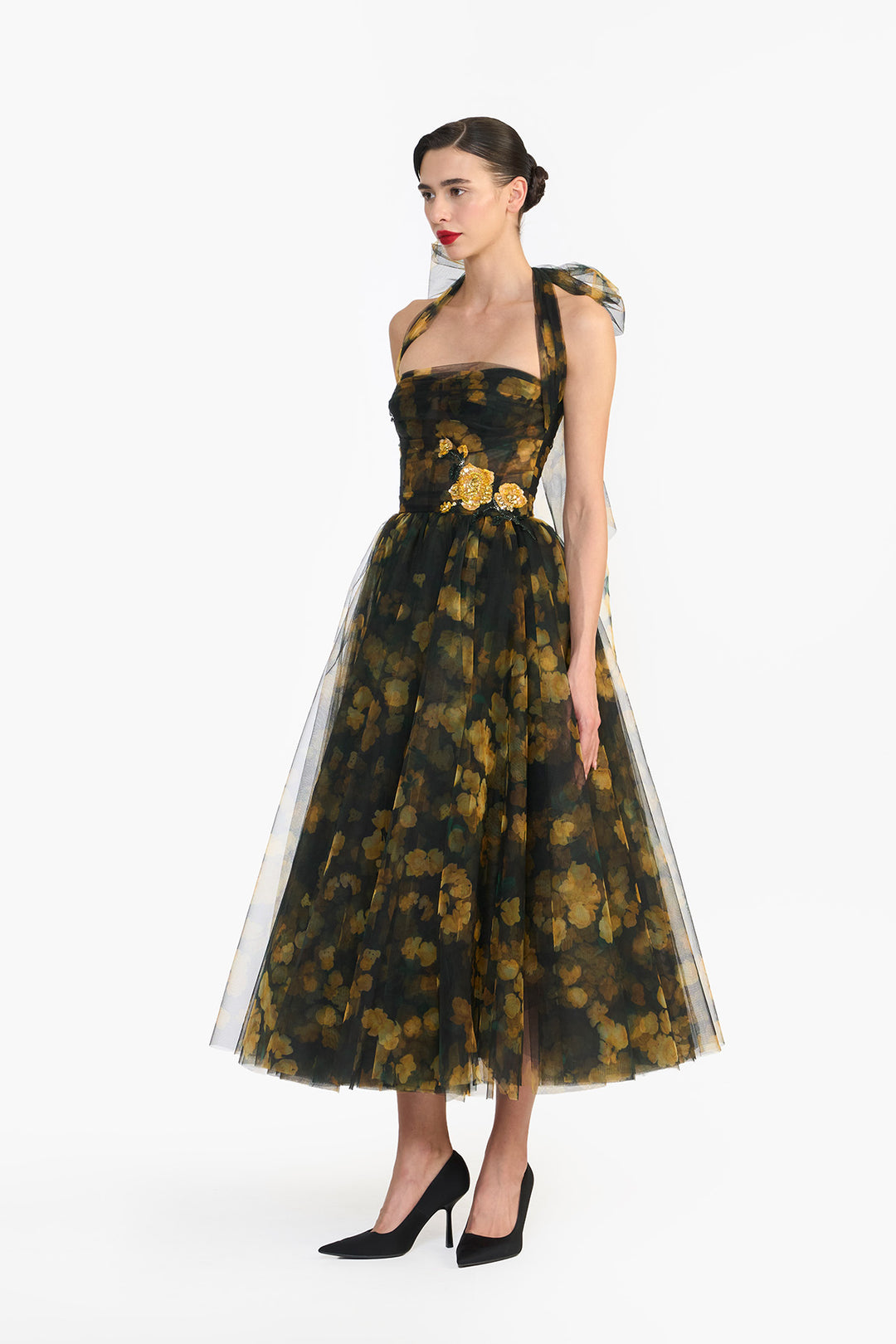 HALTER NECK CORSETED MIDI