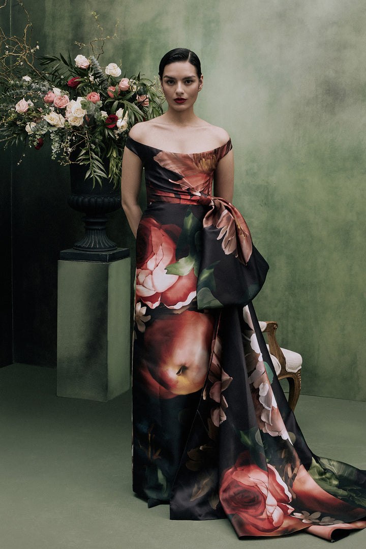 DRAPED COLUMN GOWN