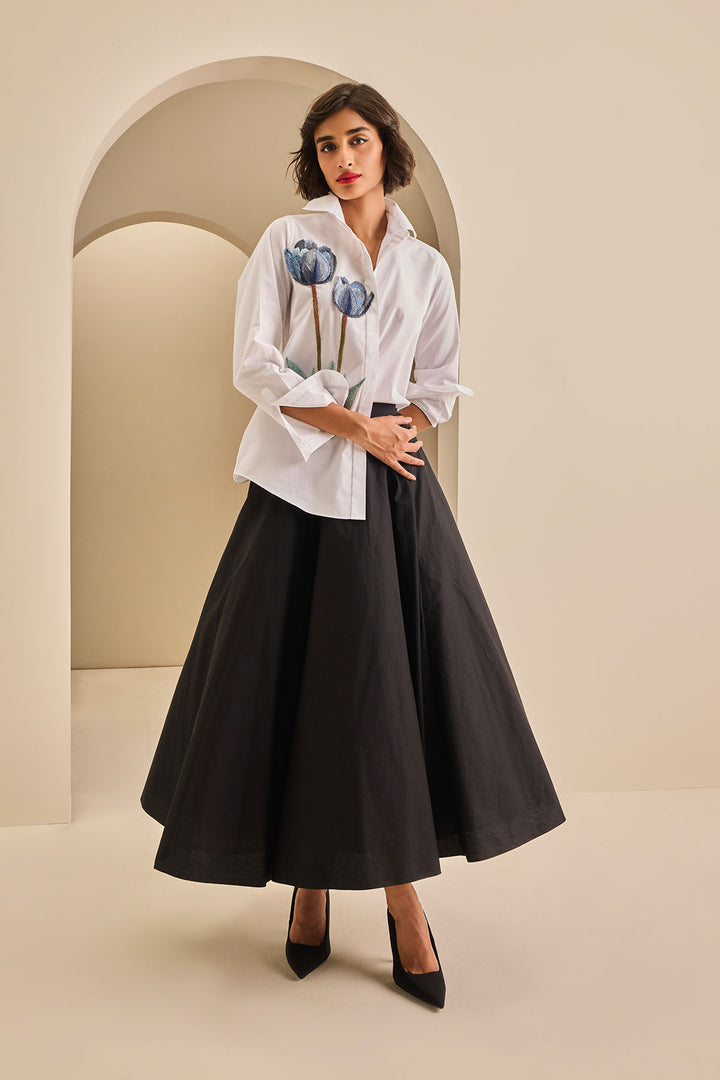PANELLED MIDI SKIRT