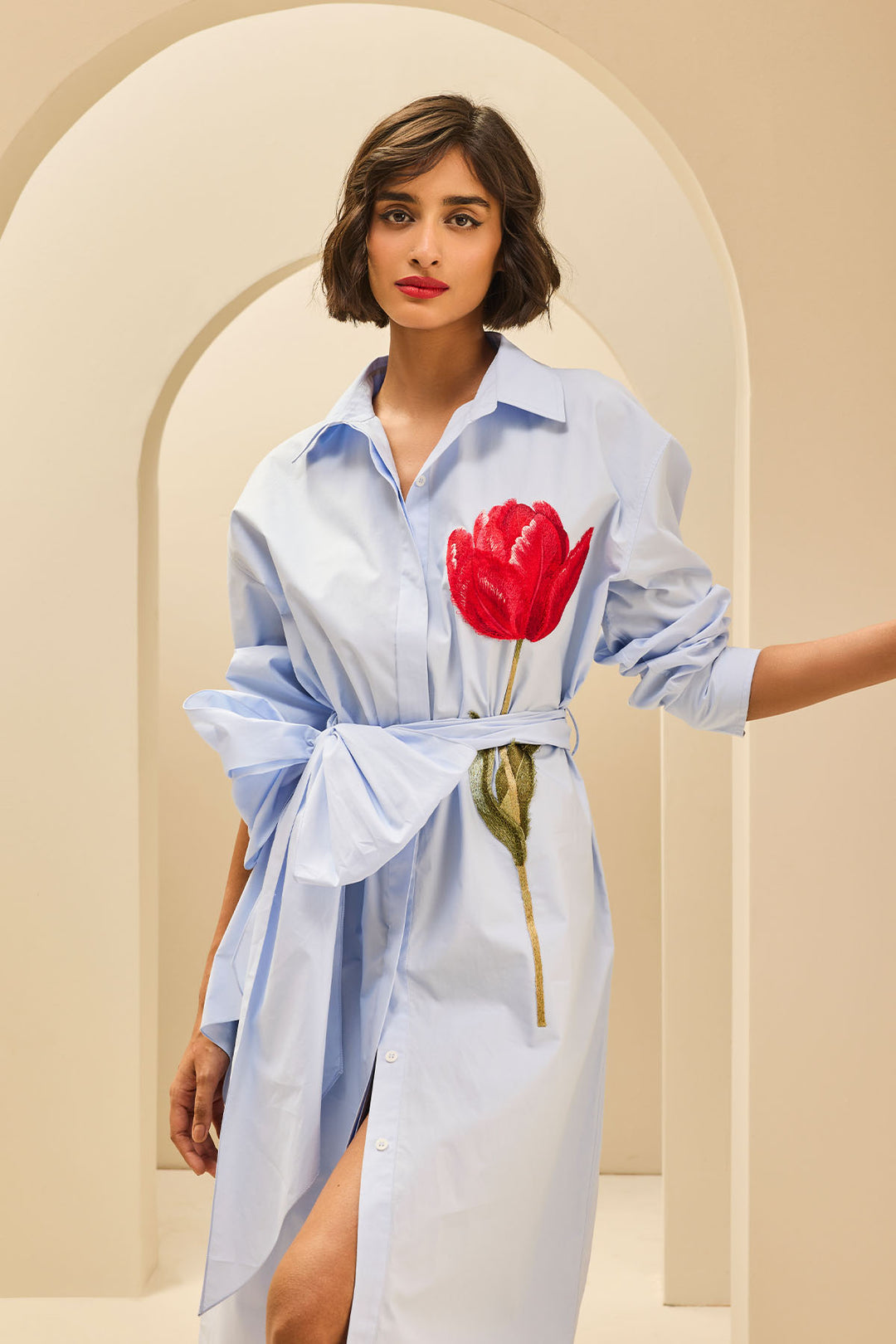 OVERSIZED TEA LENGTH SHIRT DRESS