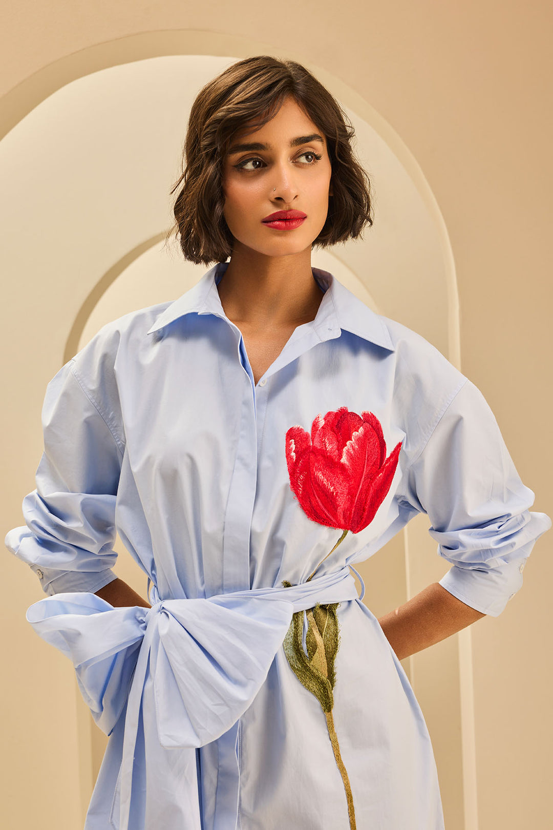 OVERSIZED TEA LENGTH SHIRT DRESS