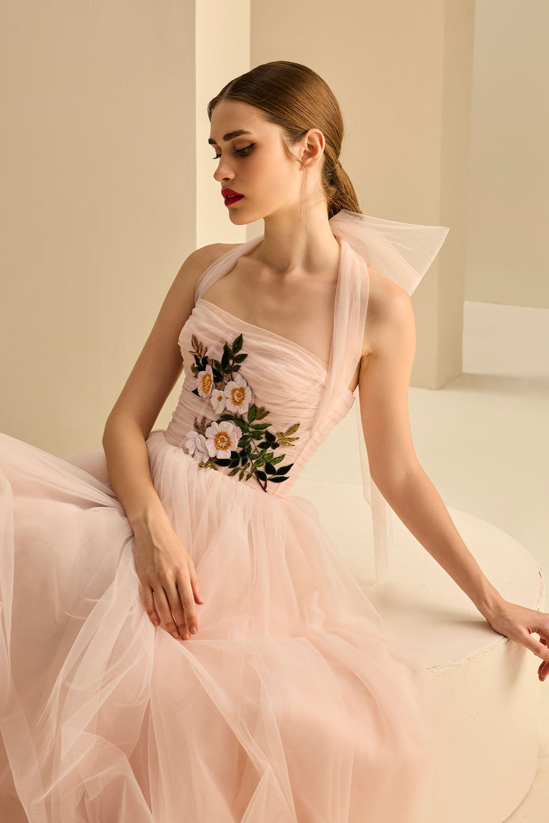 HALTER NECK CORSETTED MIDI