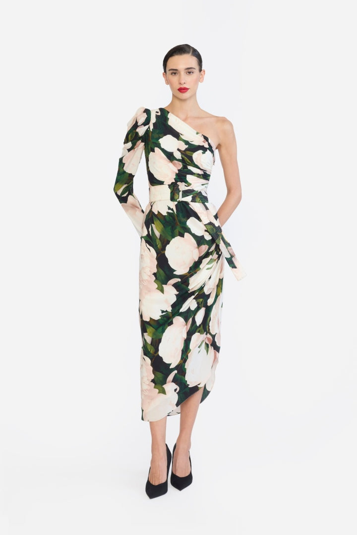ONE SHOULDER RUCHED PENCIL DRESS