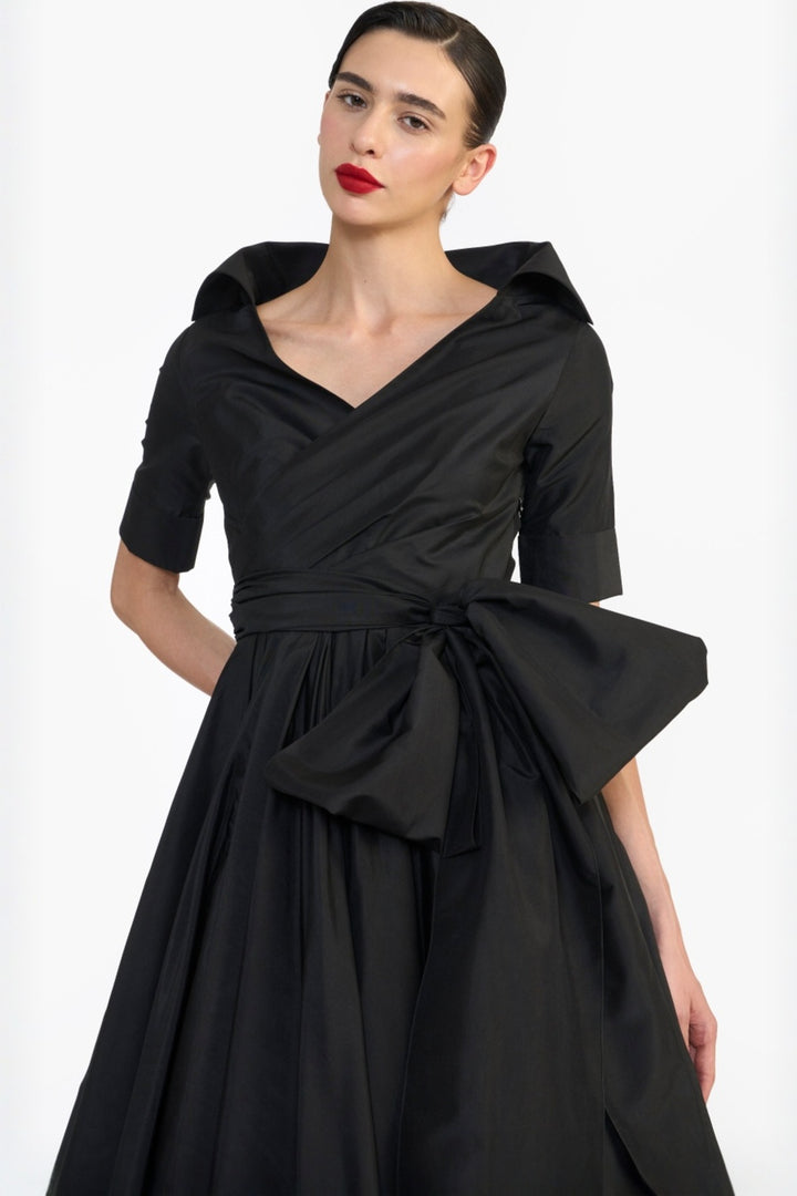 HIGH COLLARED DRAPED MIDI
