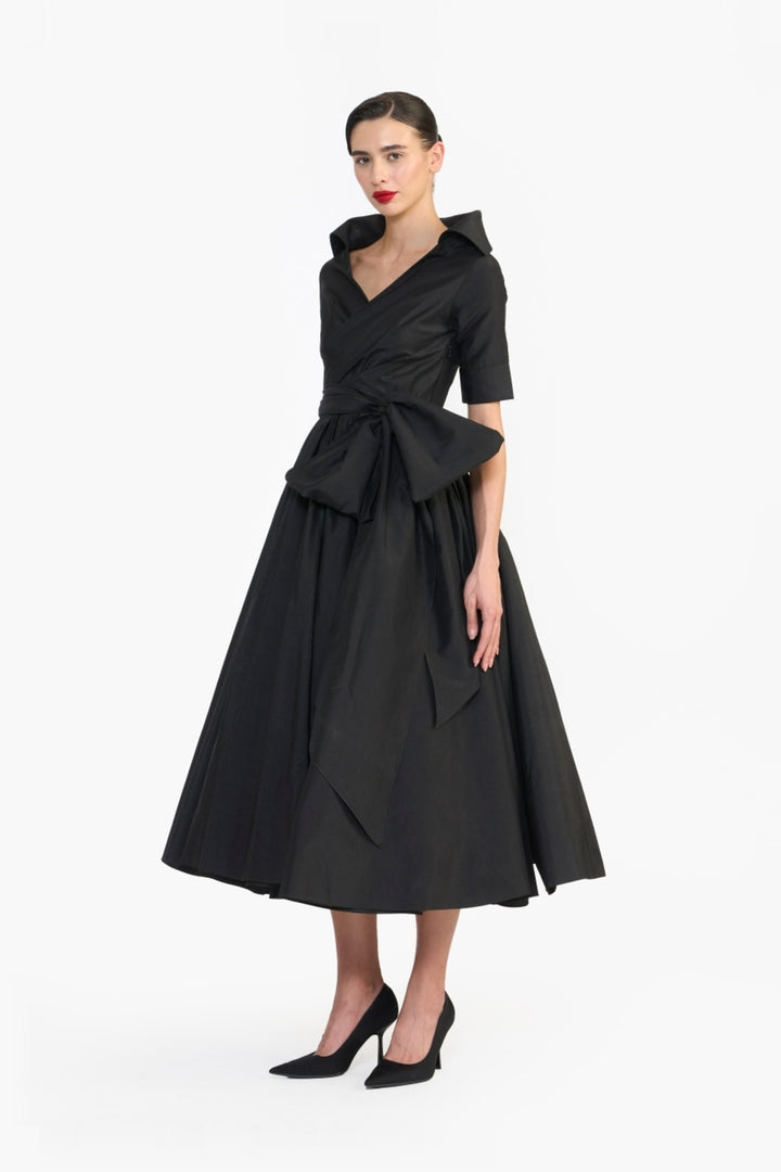 HIGH COLLARED DRAPED MIDI