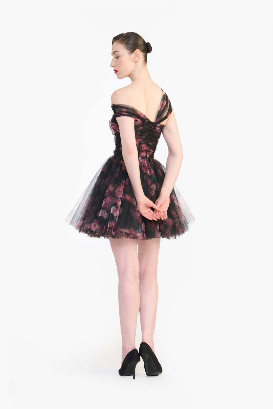 CRISS- CROSS OFF SHOULDER DRAPED MINI