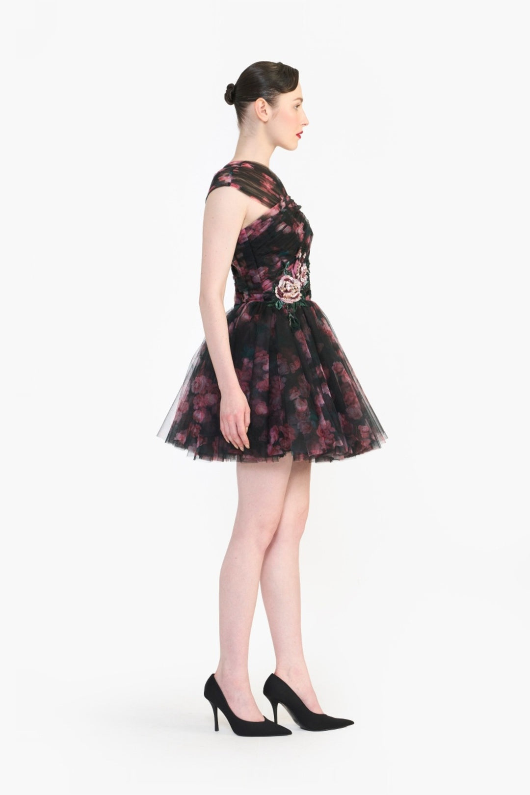 CRISS- CROSS OFF SHOULDER DRAPED MINI