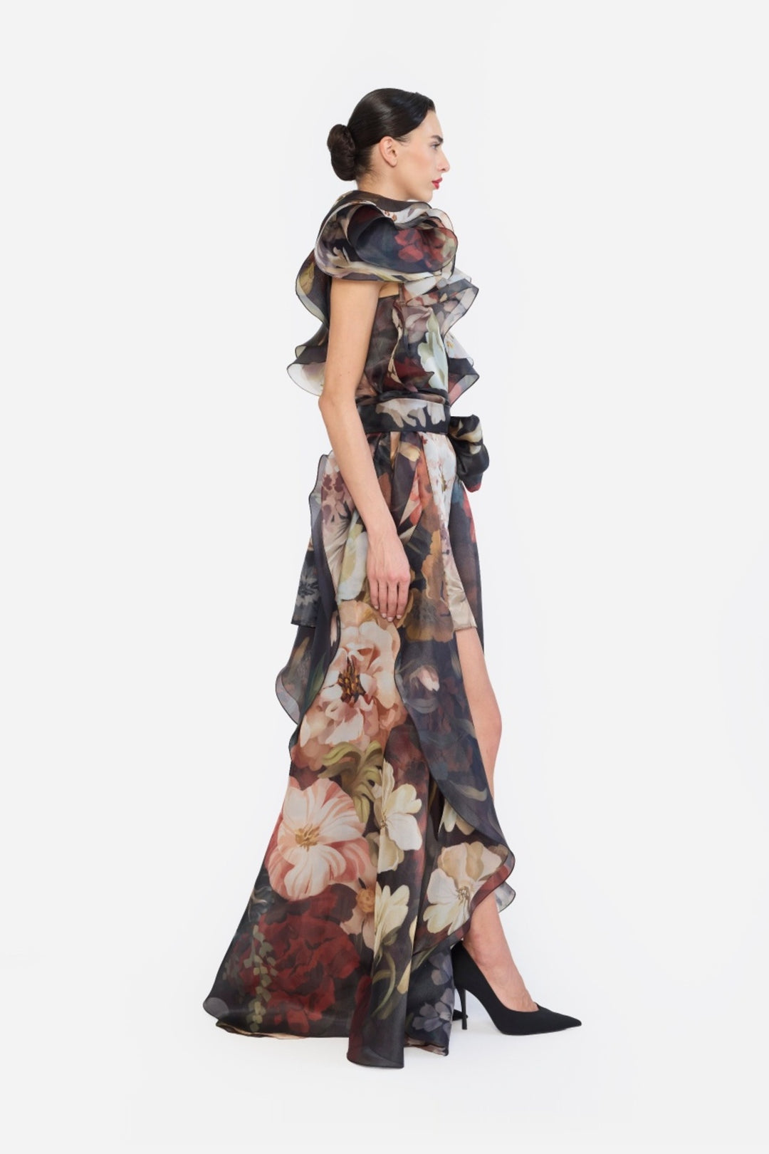ONE SHOULLDER SHIFT DRESS WITH FLOWER