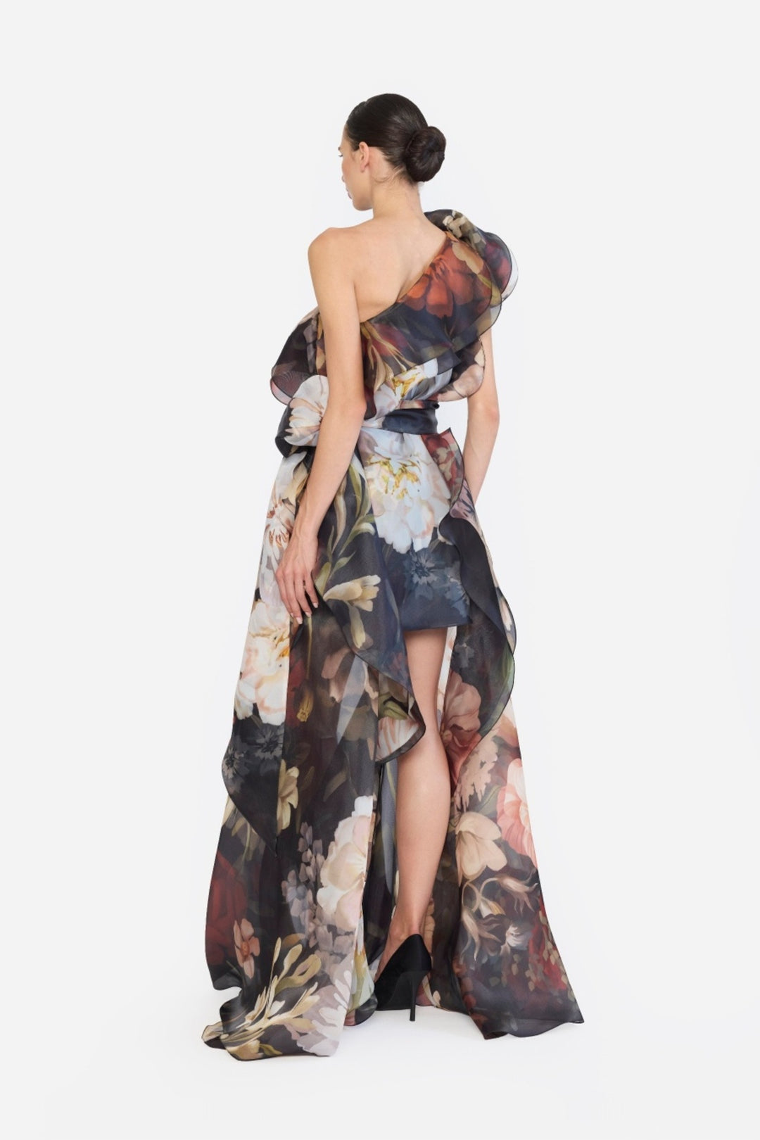 ONE SHOULLDER SHIFT DRESS WITH FLOWER