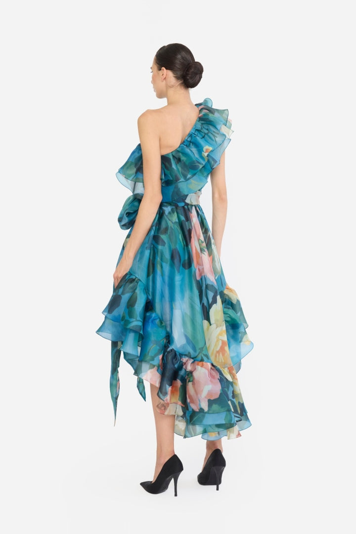 ONE SHOULDER FRILLED HIGH-LOW NAINIKA DRESS