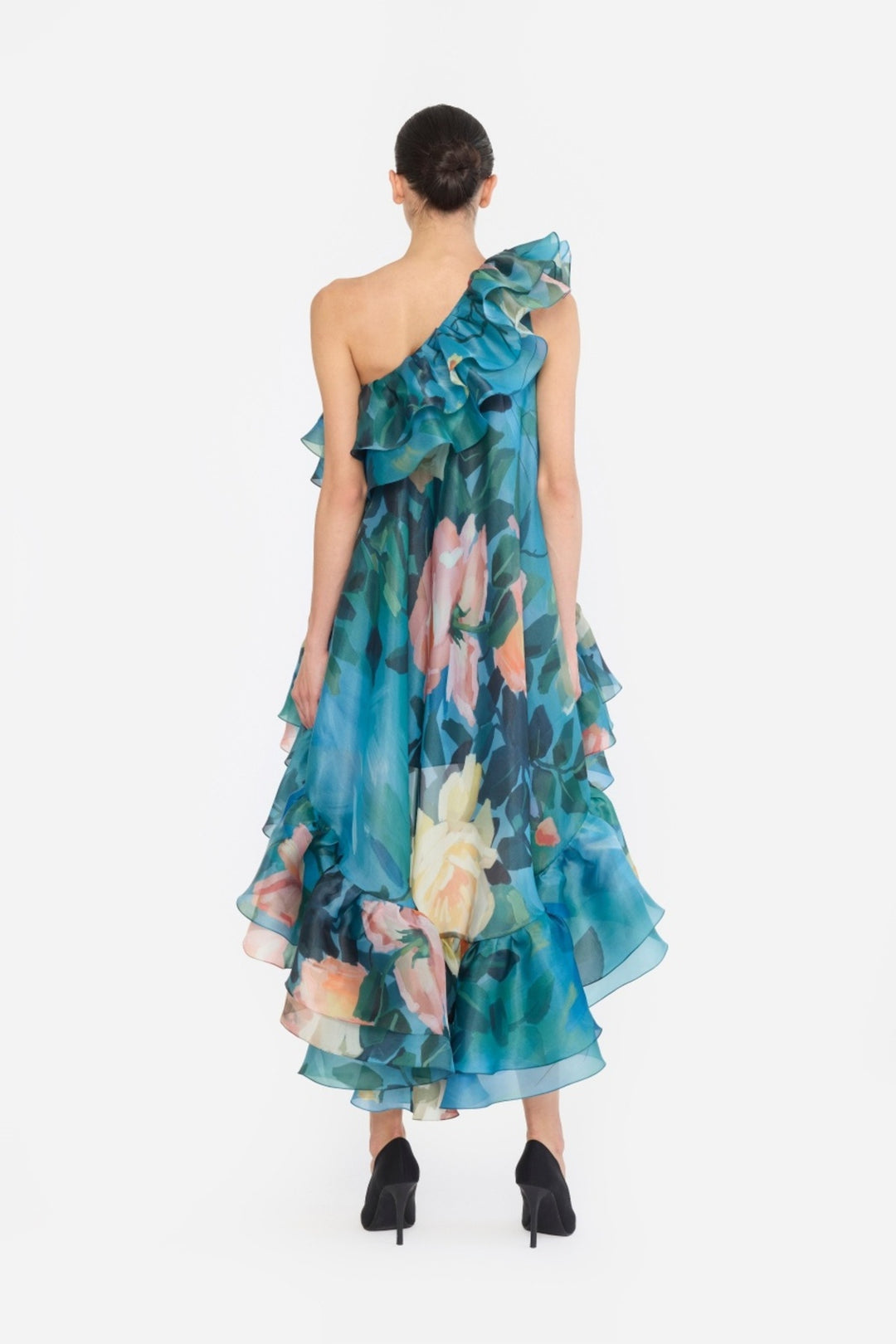 ONE SHOULDER FRILLED HIGH-LOW NAINIKA DRESS