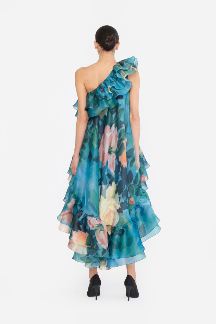 ONE SHOULDER FRILLED HIGH-LOW NAINIKA DRESS