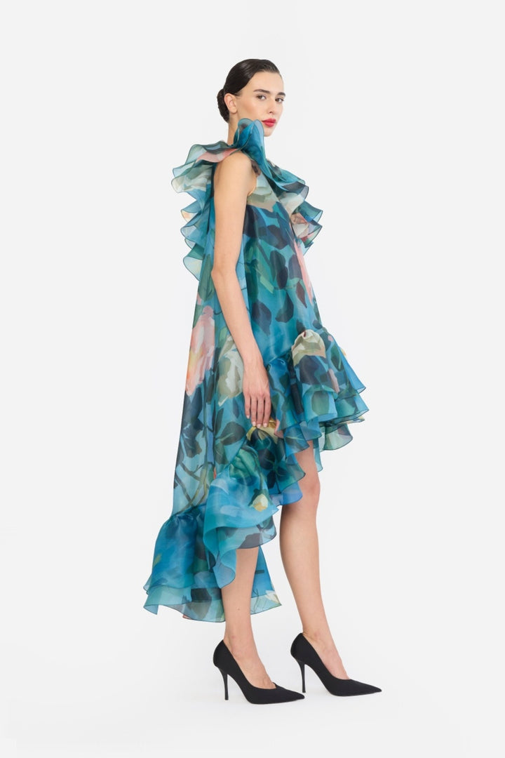 ONE SHOULDER FRILLED HIGH-LOW NAINIKA DRESS