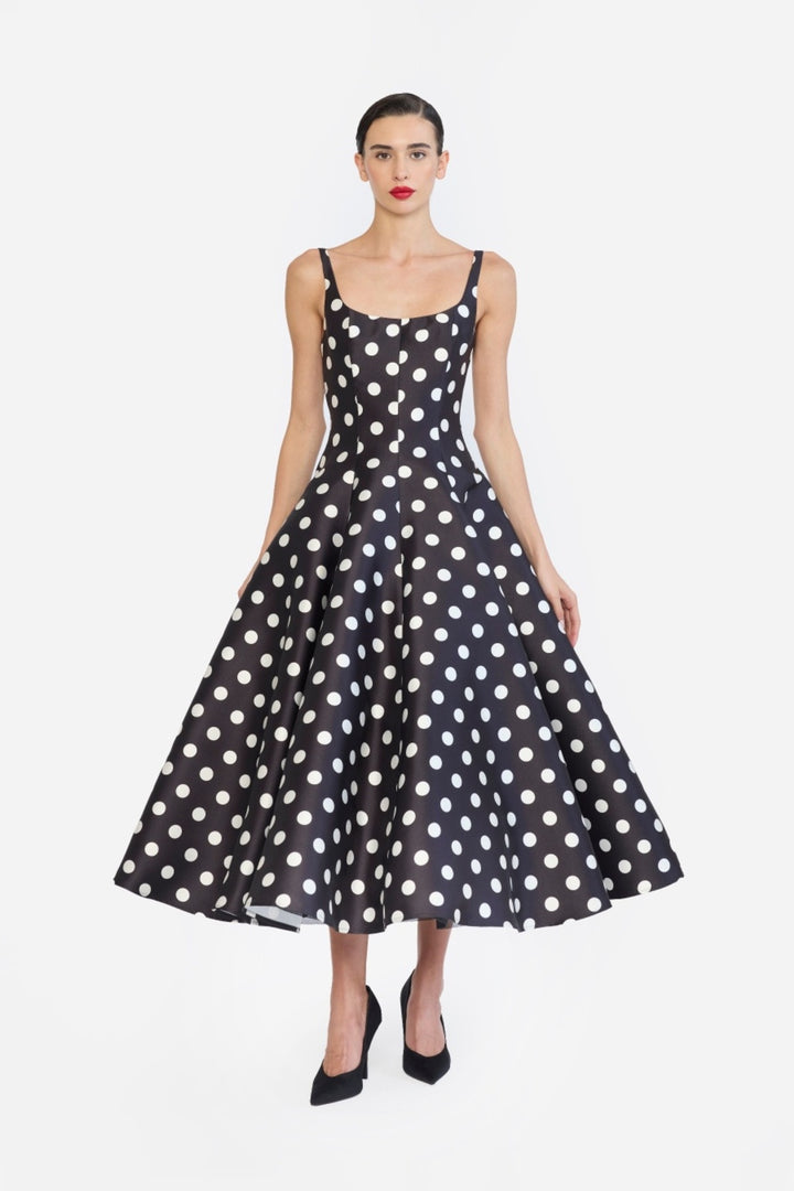 PANELLED FLARED MIDI