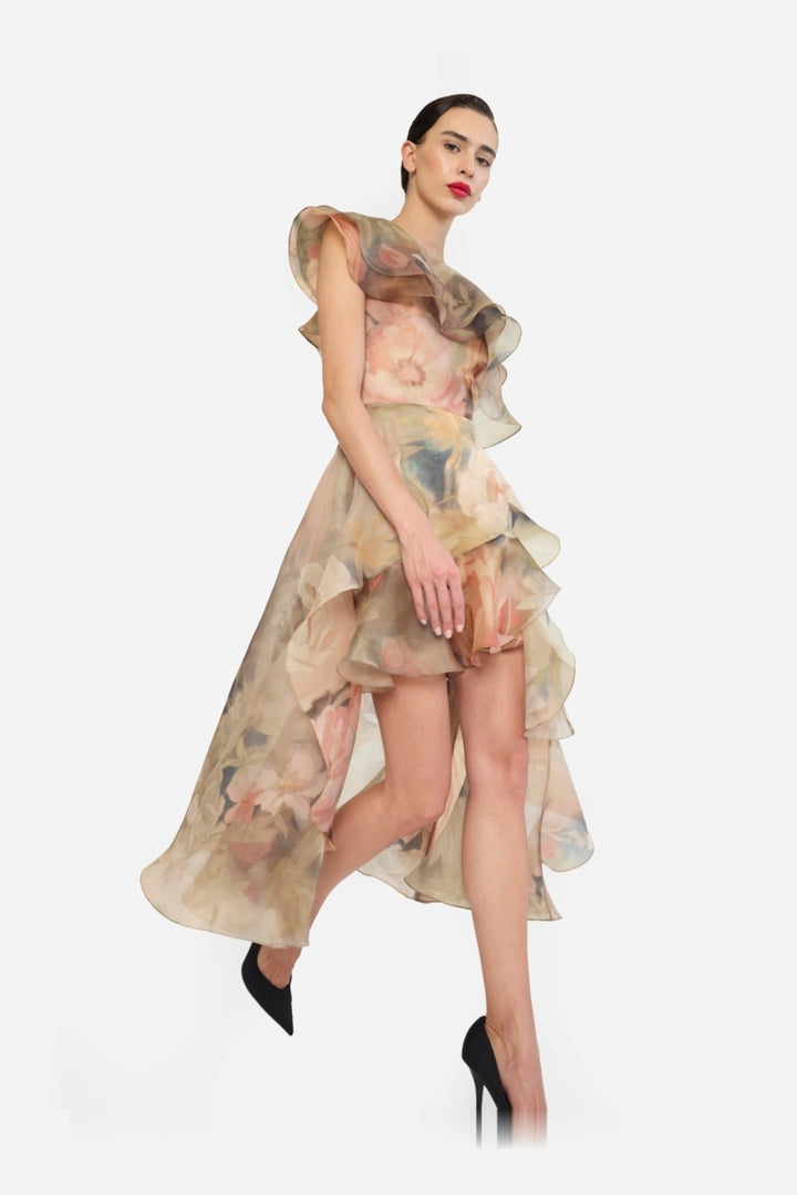 ONE SHOULDER RUFFLE DRESS
