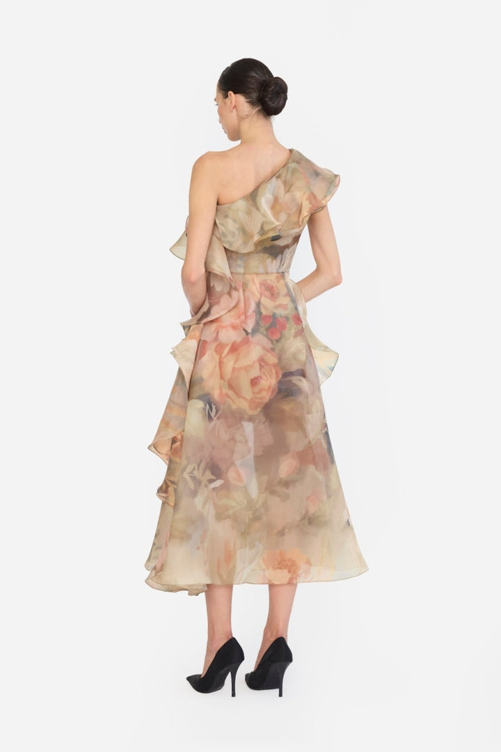 ONE SHOULDER RUFFLE DRESS