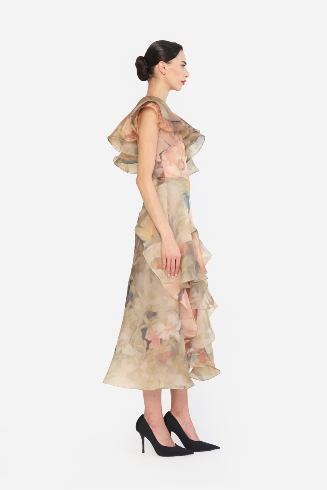 ONE SHOULDER RUFFLE DRESS