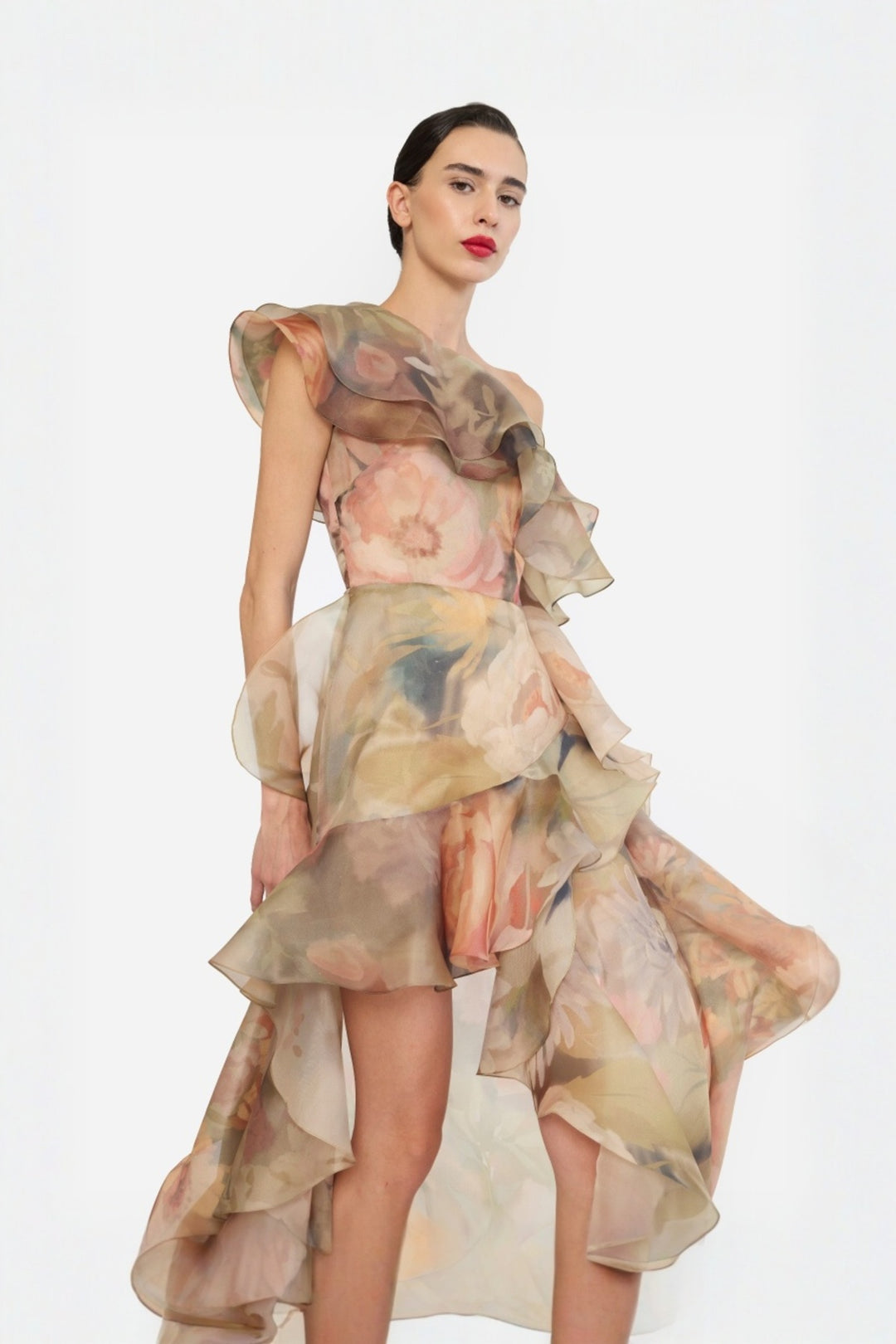 ONE SHOULDER RUFFLE DRESS