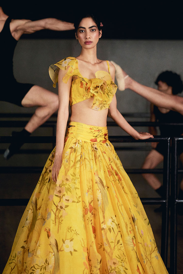 Yellow Chinoiserie Lehenga
