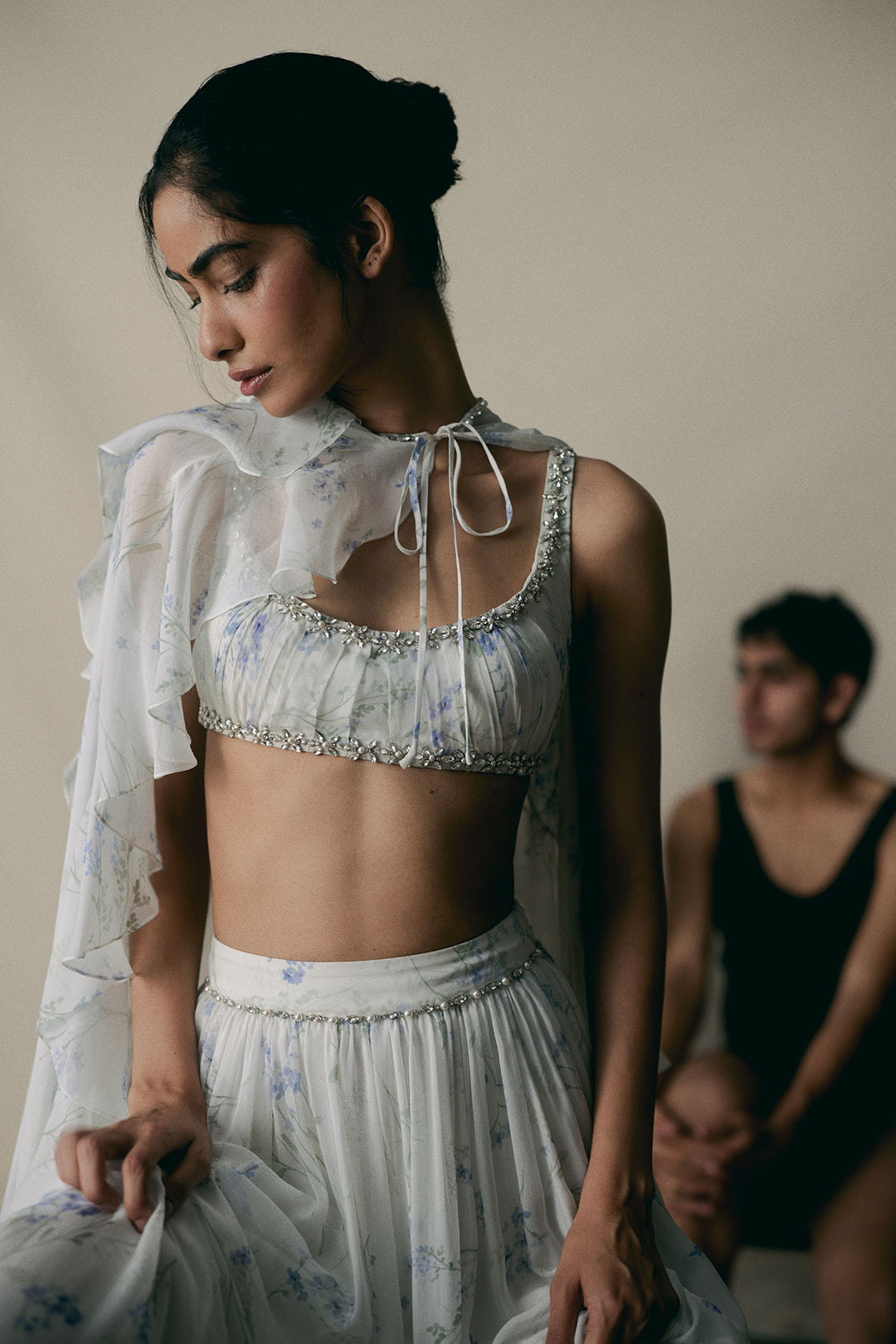 Lavender Cape Chiffon Lehenga