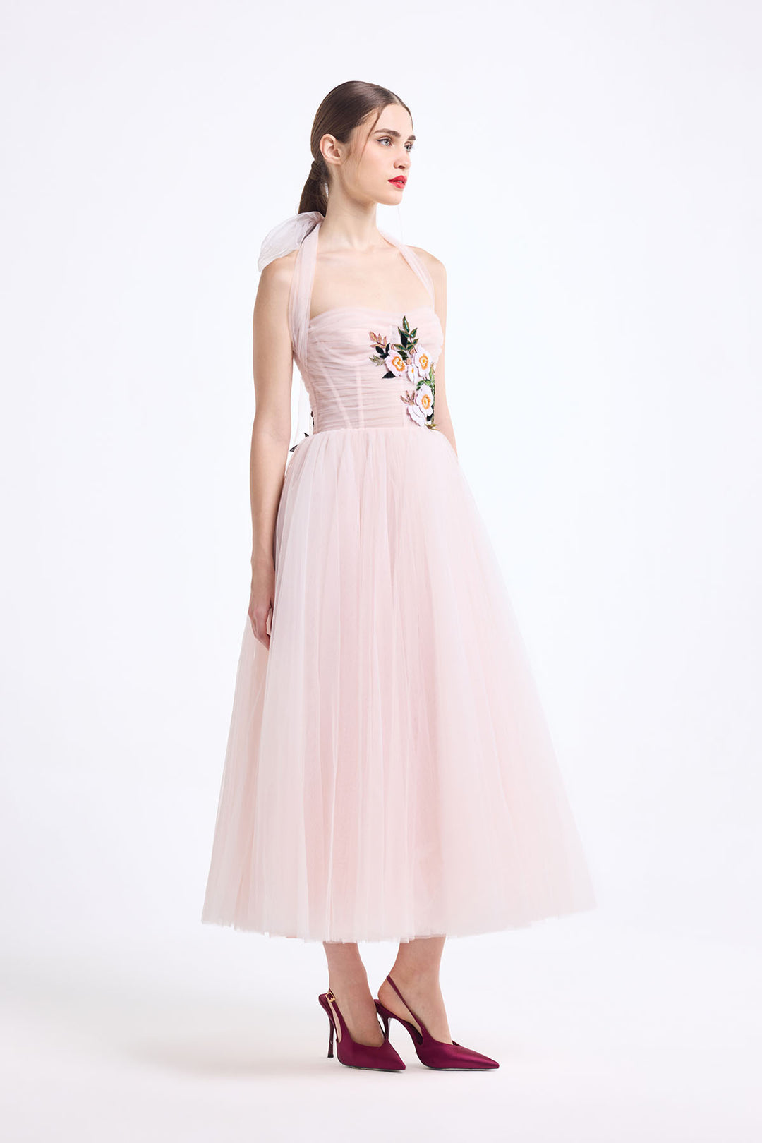 HALTER NECK CORSETTED MIDI