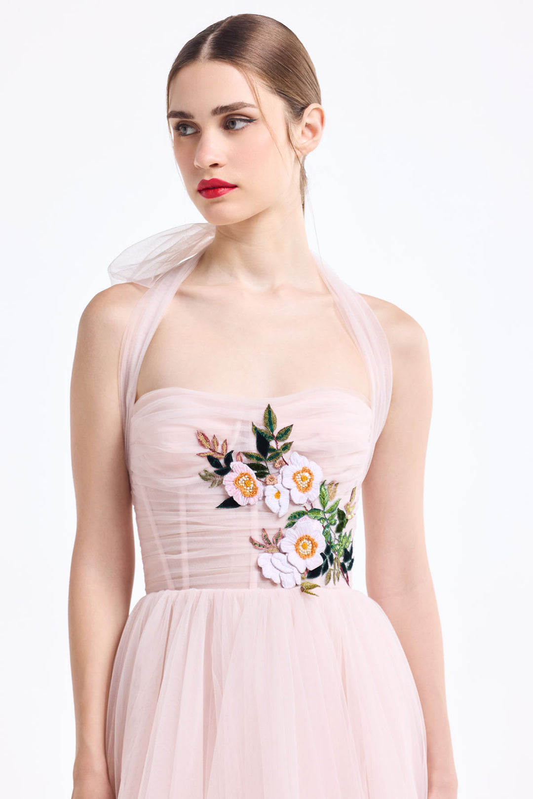 HALTER NECK CORSETTED MIDI