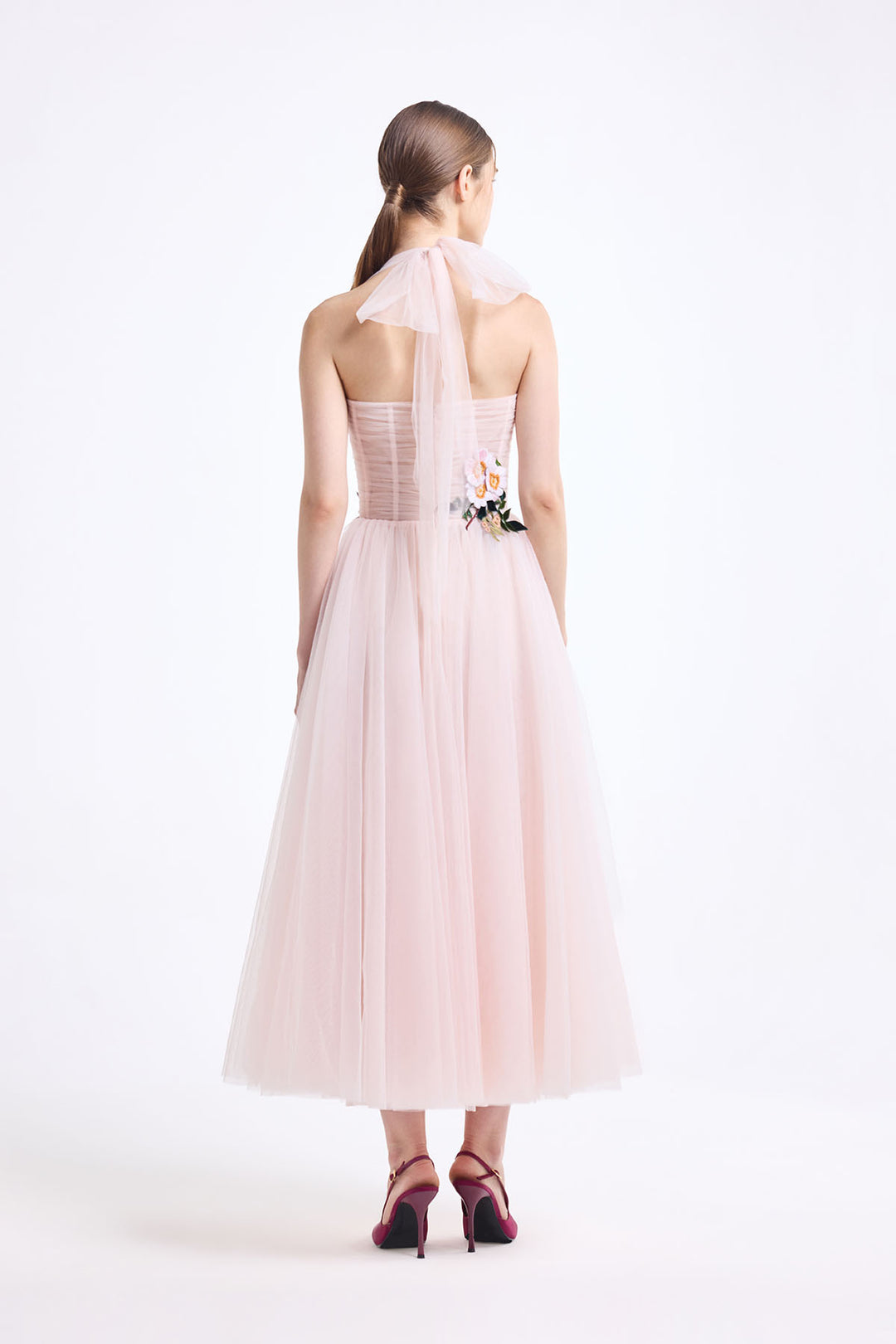 HALTER NECK CORSETTED MIDI