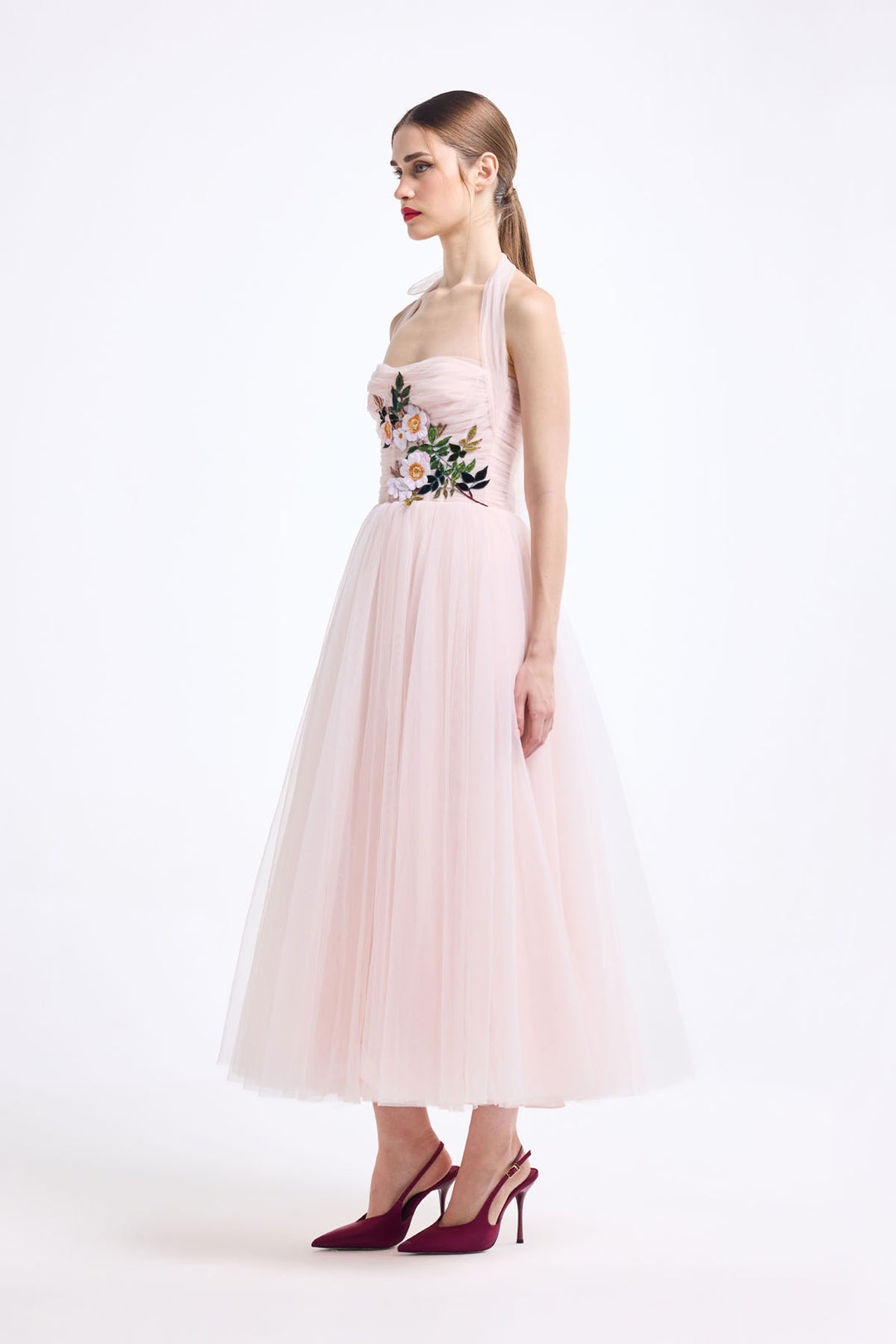 HALTER NECK CORSETTED MIDI