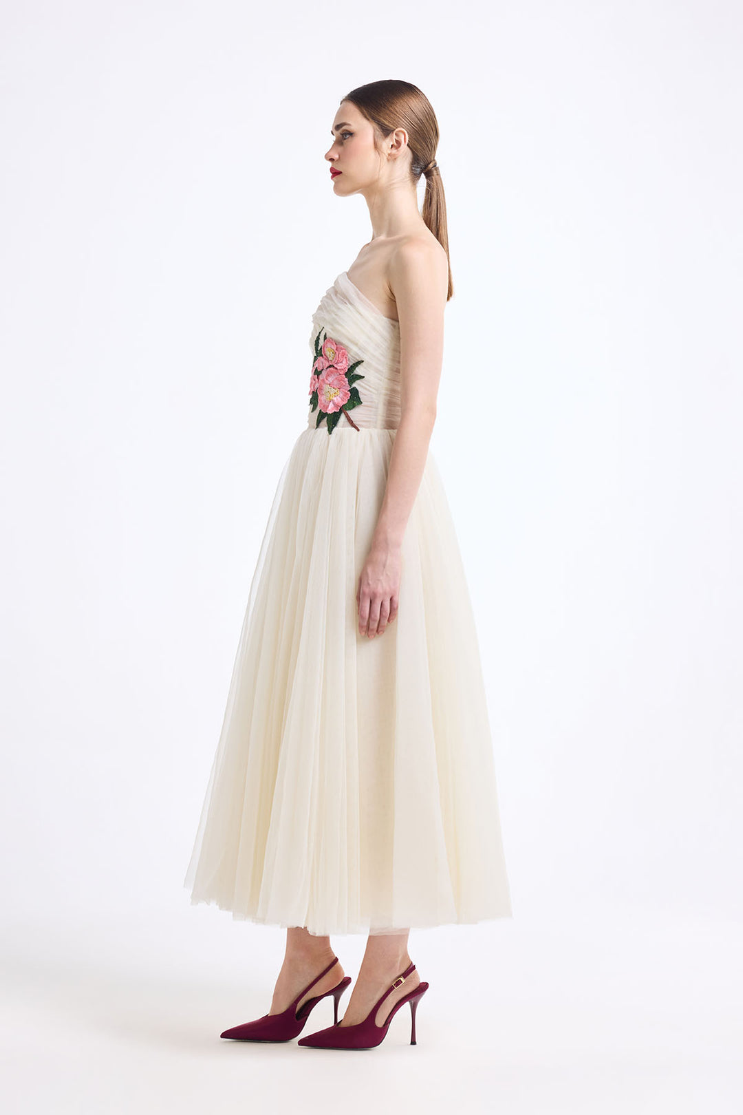 ONE SHOULDER DRAPED MIDI