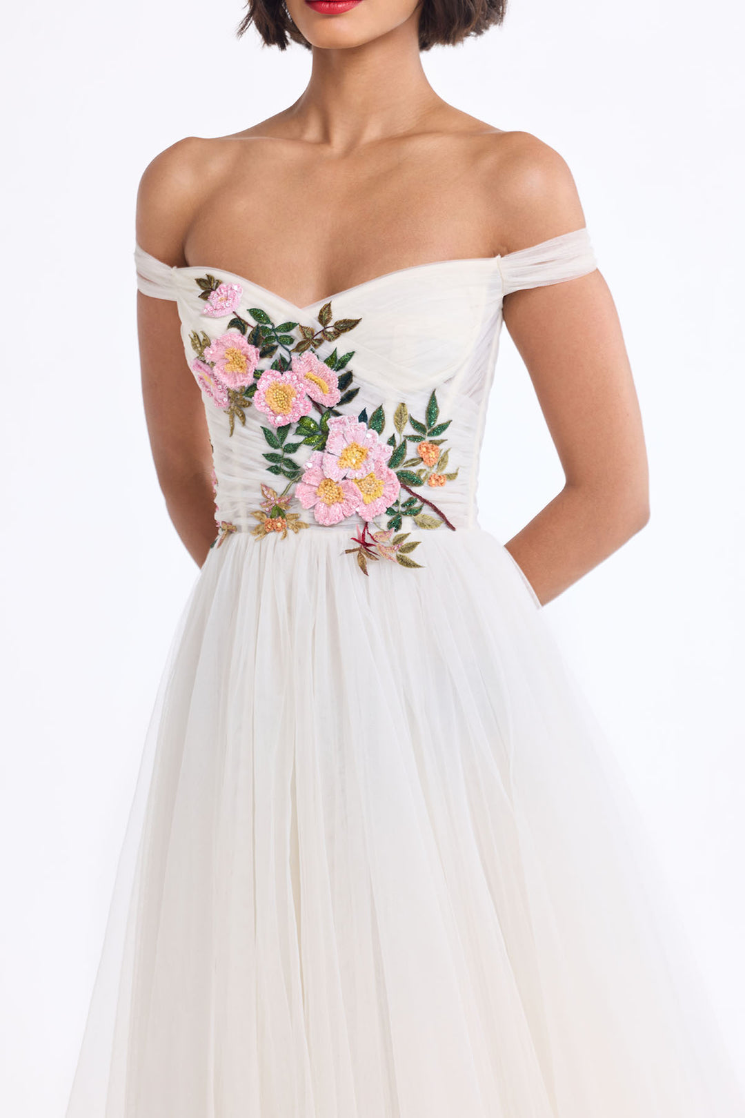 OFF SHOULDER DRAPED MIDI